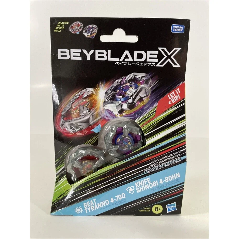 Beyblade X Beat Tyranno 4-70Q and Knife Shinobi 4-80HN BRAND NEW